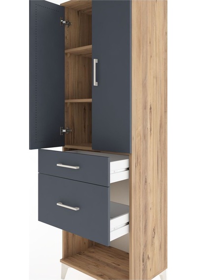Hyperion Dolap 3 Raflı 2 Çekmeceli 2 Kapaklı 60x44x195 Çam-an... Çam