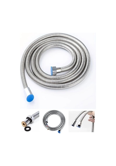 Duş Hortumu Metal Çelik Örgülü 150 Cm Gri Metal Diğer