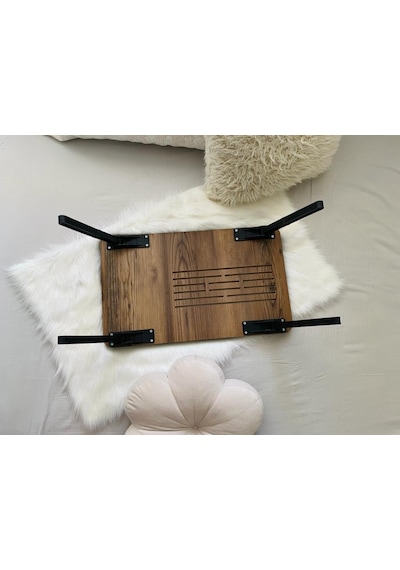 Axolotl Foldaway Telefon Ve Tablet Bölmeli Katlanır Ayaklı Laptop Sehpası Notebook Bilgisayar Ç Kahverengi