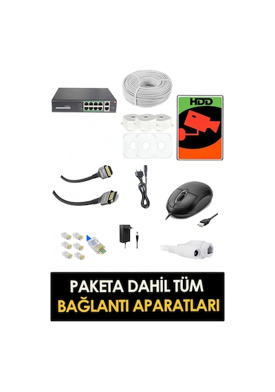 5mp Ip Sesli Renkli Gece Görüşlü 4 Lü Akıllı Güvenlik Kamera Seti Yüz Ve Araç Tanıma
