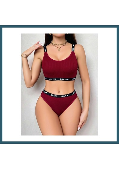 Bezos Kadın Bordo Love Yazılı Sütyen Kilot Takımı 5157 Beden: L/xl Renk: Bordo Ob