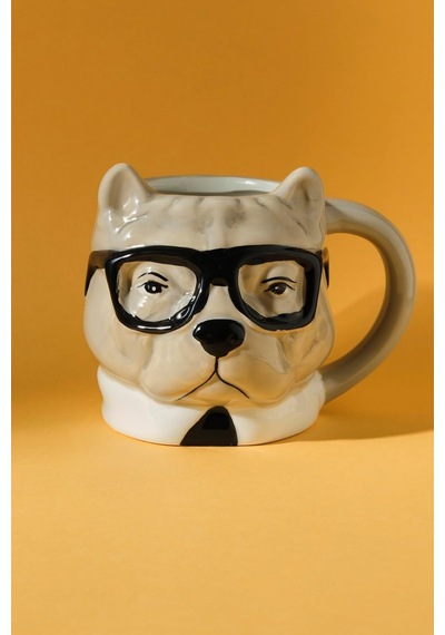 Karaca Anımal Buldog Mug Açık Kahverengi - Beyaz