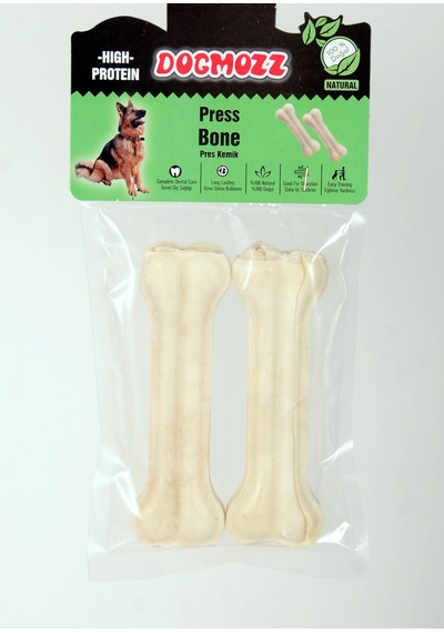 Dogmozz Premium Deri Pres Beyaz Köpek Kemiği 15 CM 2'li
