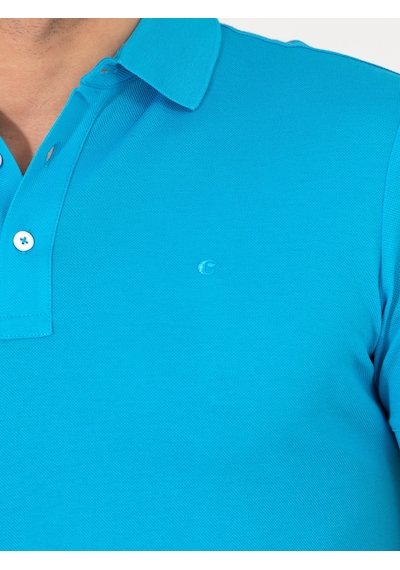 Turkuaz Polo Yaka Slim Fit Basic Merserize T-shirt Yeşil