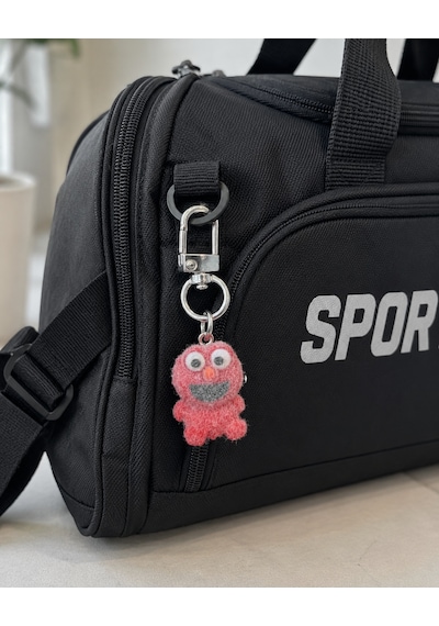 Pembe Mini Sevimli Canavar Charm - Peluş Figürlü Çanta Aksesuarı Hediye