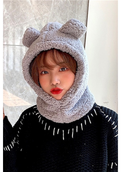 Bundera Wig Kadın Peluş Bere Kar Maskesi Boyunluk Termal Welsoft