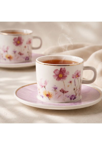 Güral Porselen Mental 4 Parça Çay Fincan Takımı 67091 Pembe