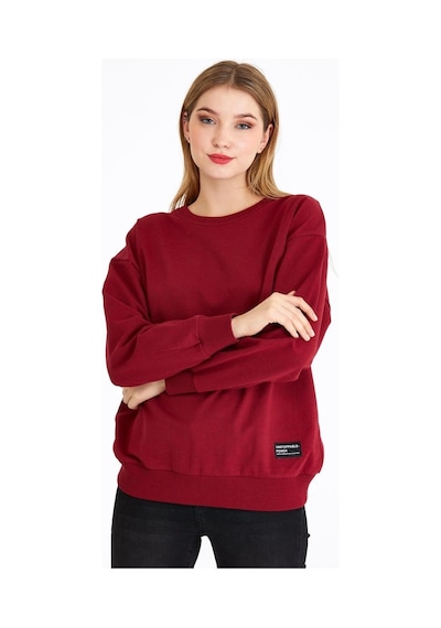 MMetalic Kadın Bordo Renk Basic Bisiklet Yaka Sweatshirt