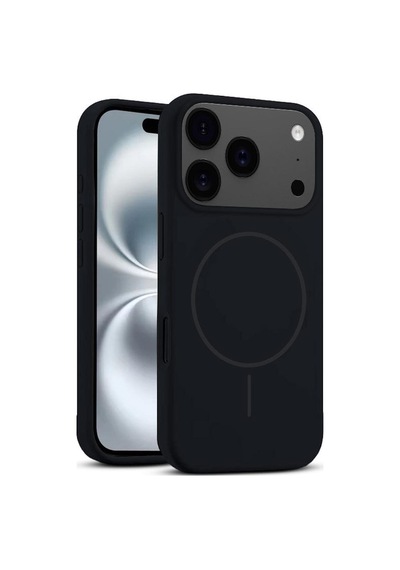 Apple İphone 17 Pro Max Uyumlu Kılıf Liquid Soft Silikon Kılıf Kablosuz Şarj Destekli Siyah