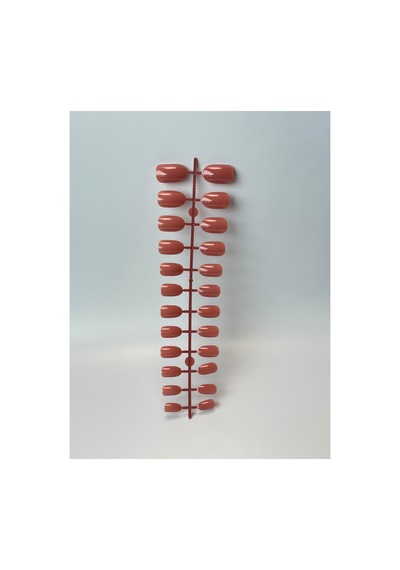24 Adet Renkli Oval Kısa Takma Tırnak Seti 1077 Mercan Pembe