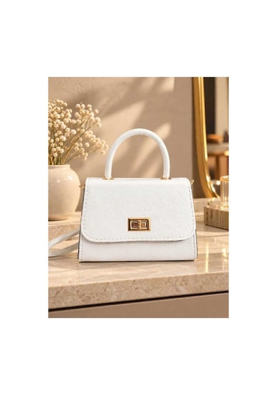 Names Bag Aura-gold Kilitli Tek Saplı Kadın Mini El Ve Omuz Çantası Beyaz