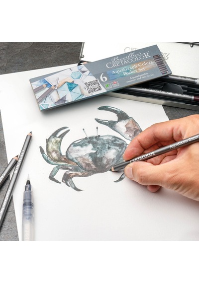 Cretacolor Aquagraph Sulandırılabilir Çizim Seti 6'lı Metal Kutu