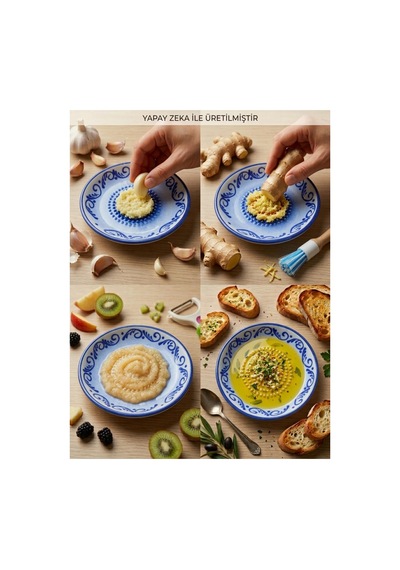 Bsg Design Seramik Sarımsak Ve Zencefil Rende Tabağı 13 Cm - El Yapımı Çini Rende - 945353340 Diğer