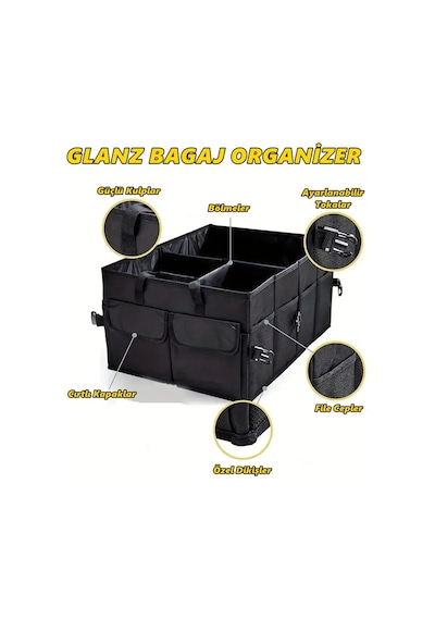 Glanz Bagaj Düzenleyici Çanta Bagaj Organizer Katlanabilir Özellikli Cepli Araba Çantası