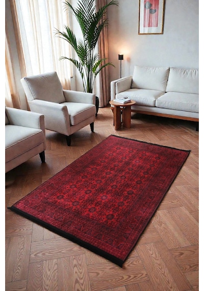 Blghome Dokuma Tabanlı Dijital Baskı Halı Blg3832 Kırmızı