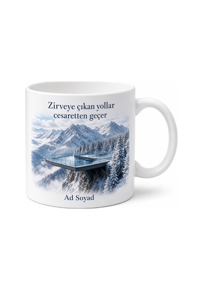 Gümüşhane Torul Zigana Dağı Kar Manzarası Cam Teras Adrenalin Kupa Bardak Hediye Beyaz