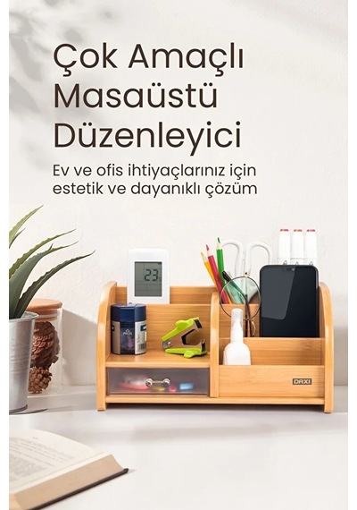 Daxı Dx-403 Ahşap Masa Kalemliği Çok Renkli
