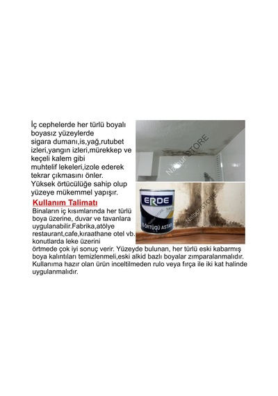 Erde İs Örtücü 0.25Lt=0.5Kg-Tüm Rutubet-İs-Yağ Lekelerini Kapatır