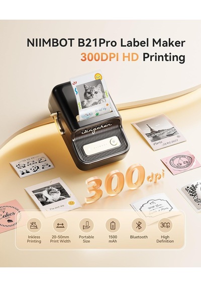 B21 Pro Etiket Yapıcı, 300dpı Hd Etiket Yazıcısı, Notlar, Fotoğraflar, Çalışma Grafikleri, Not Oluşturucu, 50x