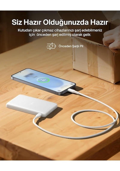 Belkin Bpd010hqwh Boostcharge 5.000 Mah Magsafe Uyumlu 15w Kablosuz Slim Powerbank - Beyaz Siyah