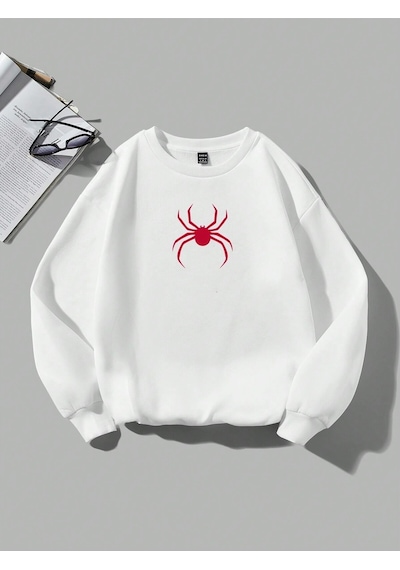 Startmore Coolane Bol Örümcek Desenli Sweatshirt Beyaz Beyaz
