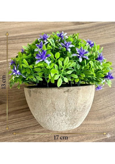 Premium Saksılı Yapay Çiçek Dekoratif Masaüstü Bitkisi 13x16 Cm Çok Renkli