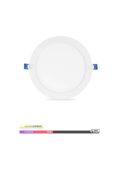 ACK Sıva Altı Yuvarlak LED Panel Armatür 4000K Ilık Beyaz 20W Beyaz
