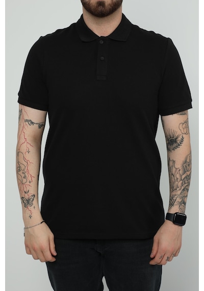 Hscstore Erkek Polo Yakalı Siyah Tişört- 8420-siyah Siyah