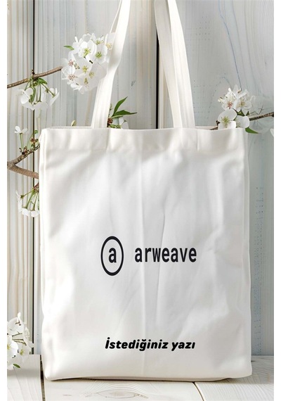 Art Hediye Arweave Baskılı Bez Çanta Kişiye Özel Model 1 Çok Renkli