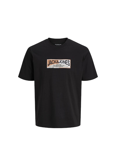 Jack & Jones Erkek Gögüs Baskili Regular Fit Bisiklet Yaka Tisört - Trace - 12308030 Siyah