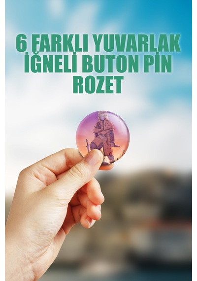 Vinland Saga Çanta Süsü Rozet İğneli Buton Rozet Seti 6 Adet Çok Renkli