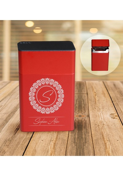Bk Gift Kişiye Özel İsimli Kırmızı Metal Sigara Tabakası - 2 Siyah