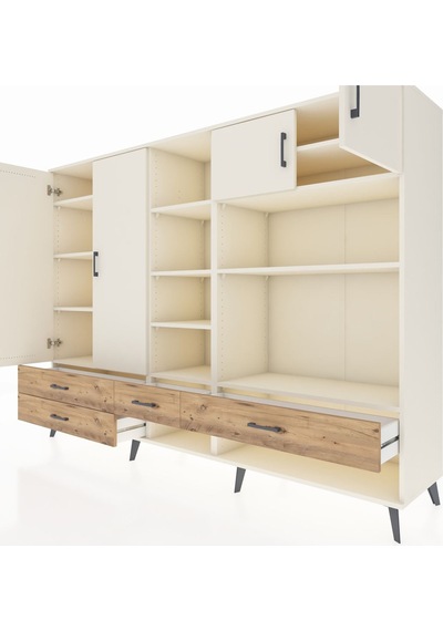 Hyperion Dolap 12 Raflı 4 Çekmeceli 4 Kapaklı 220x44x163 Aytaşı-a Aytaşı-aytaşı/çam
