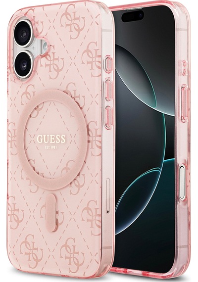 Apple Uyumlu iPhone 17  Kılıf Guess Lisanslı M-safeli Iml Baskılı Klasik Logolu 4g Desenli Kapak Pembe Pembe