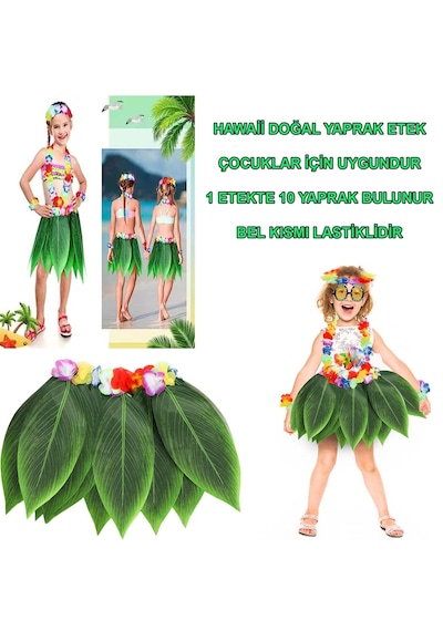 Go İthalat Tropikal Esintili Hawaii Yapraklı Parti Eteği Çocuk Boy
