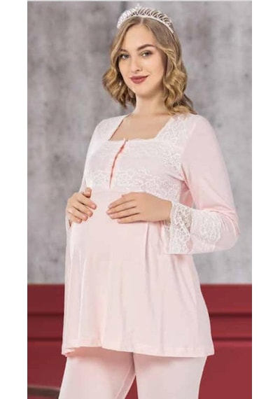 Limissi 2104 Hamile Lohusa Pijama Dantelli Takımı