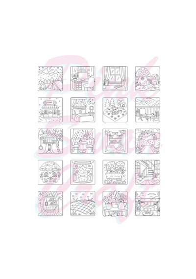 Cozy Spaces Bold And Easy 20x20 Cm Büyük Boyama Kitabı, Çocuklar Ve Yetişkinler İçin