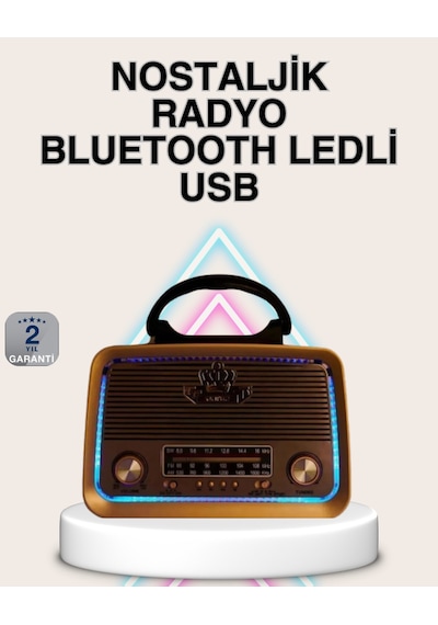 Ahşap Nostaljik Radyo Bluetooth Usb Sd Kart Destekli -