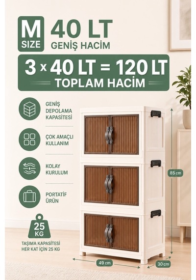 3 Katlı Portatif Plastik Dolap Çok Amaçlı Saklama Ve Düzenleyici Mutfak Banyo Balkon Ayakkabılık Renkli