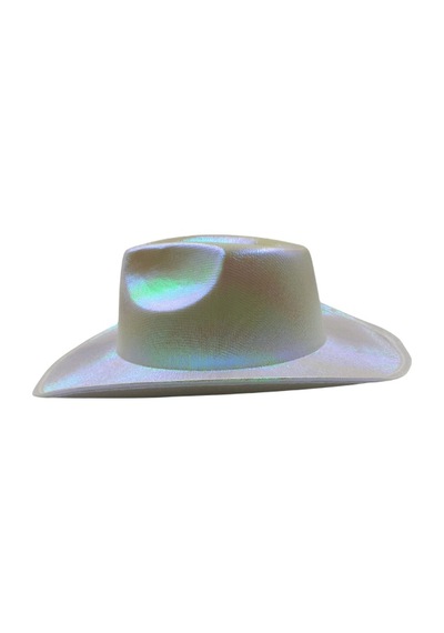 Beyaz Neon Hologramlı Kovboy Şapka 32x39x14 Cm