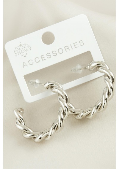 Burgulu Trend Halka Metal Küpe çok renkli 43513031