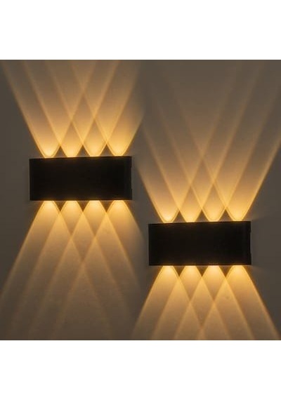 2 Adet 15 Watt, Amber Işık Ledli Çok Kaliteli İç Ve Dış Mekan Aydınlatma Armatürü Bahçe Duvar Apliği Amber