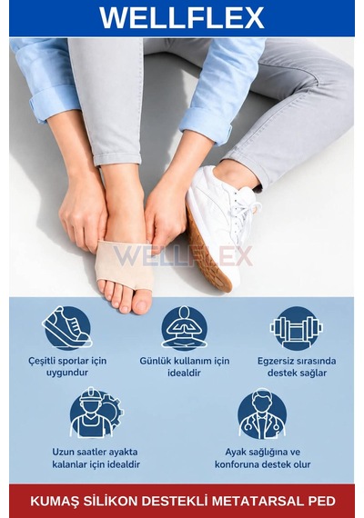 Metatarsal Ped Kumaş Kaplı Silikon Destekli Bedensiz - 1 Çift