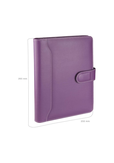 5242 Ajanda Tarihsiz Çizgili 17x24 Cm Ajanda/defter Hesap Makineli Suni Deri Organizer, Lila Çok Renkli