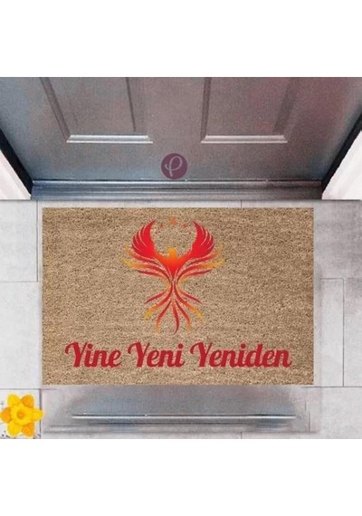 Kapı Önü Paspası Dekoratif Dijital Baskı Yine Yeni Yeniden P-2377 Renkli