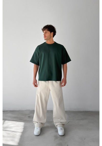 Flaw Atelıer Basic Boxy Fit Yeşil Tişört-29574