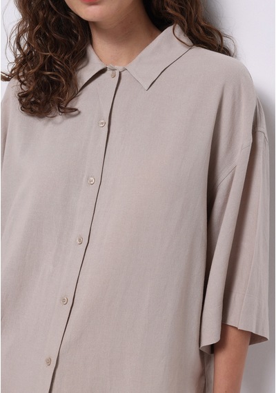 Colin's Colins Relaxed Fit Shirt Neck Düz Kadın Bej ¾ Kol Gömlek Cl1073929 Q1.v1 Lbg Lıght Beıge
