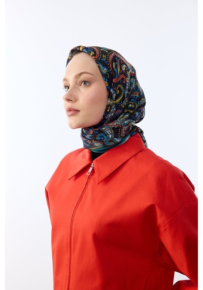 Mirsoy Scarf Rana Etnik Desen Eşarp Siyah