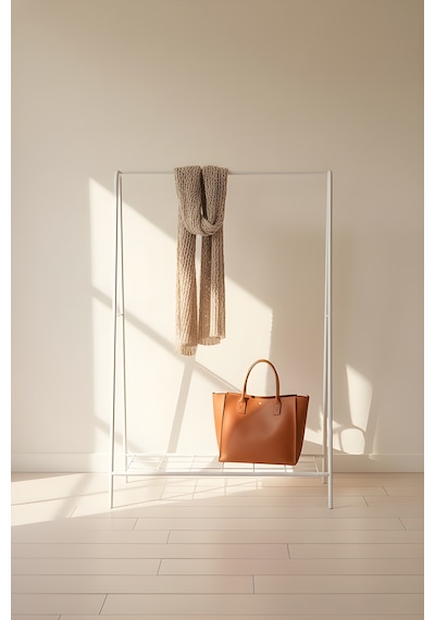Oval Telli Beyaz Butik Askısı Konfeksiyon Askılık Elbise Askılığı Beyaz