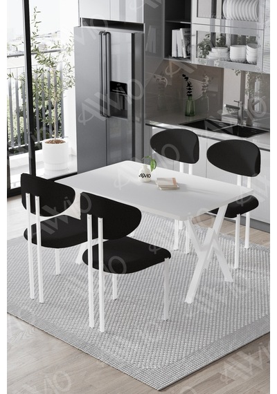 Avvio Hauga Lotus Sandalye 80x120 Yemek Masası Mutfak Masası 4 Kişilik Masa Sandalye Takımı Beyaz Masa Sandalye Siyah Avvio Hauga Lotus Sandalye 80x120 Yemek Masası Mutfak Masası 4 Kişilik Masa Sandalye Takımı Beyaz Masa Sandalye Siyah